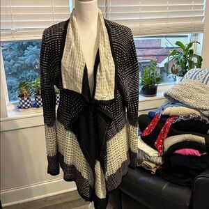 Ivanka Trump Black and White Draped Cardigan